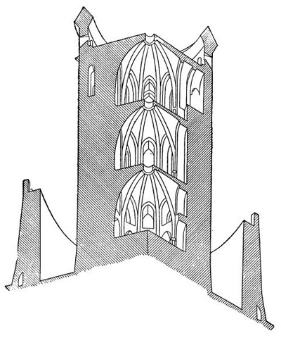 Купола на башне замка Куси (Франция)