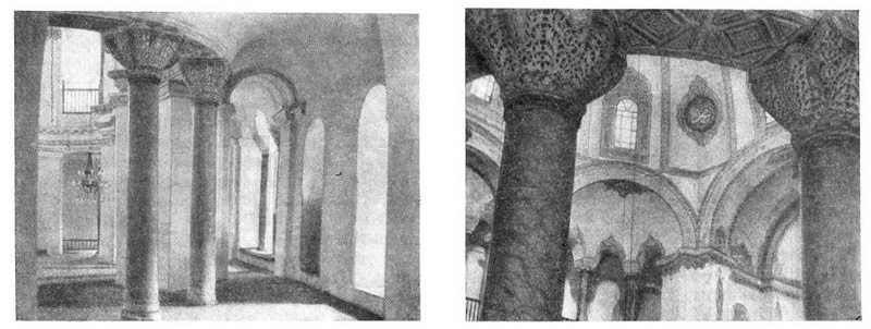 Константинополь. Церковь Сергия и Вакха. Внутренний обход и вид из внутреннего обхода на центральную часть церкви