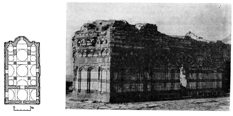 Месемврия. Церковь Ивана Неосвященного, конец XIII — начало XIV в. План и вид с северо-востока