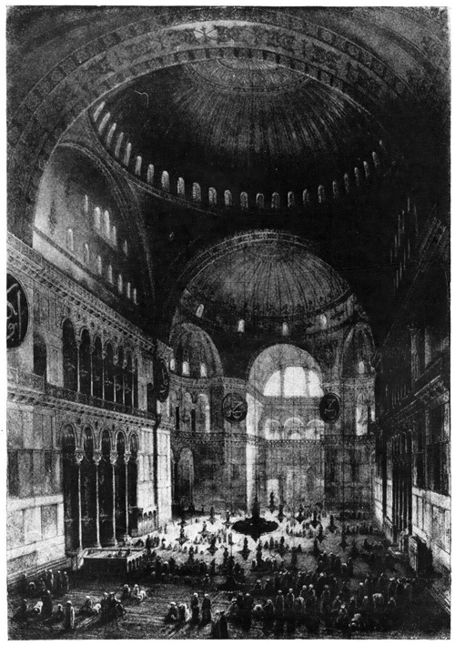 Константинополь. Собор Софии. Центральный неф. Вид с востока на запад. Гравюра Фоссати