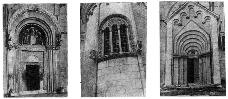 Студеница. Великая церковь. Западный портал, окно средней апсиды, северный портал