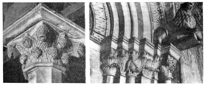 Дечани. Главная церковь. Капитель столба, деталь западного внутреннего портала