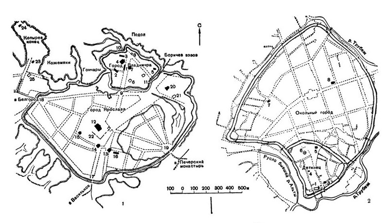 2. Планы Киева (X—XI вв.) и Переяславля (XI—XII вв.) 2. Планы Киева (X—XI вв.) и Переяславля (XI—XII вв.)