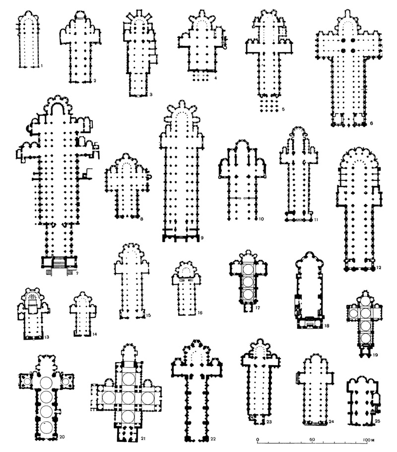 Планы романских церквей Франции