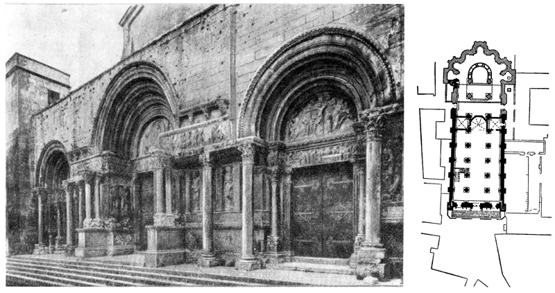 Гар (Прованс). Монастырская церковь Сен Жиль, середина XII в., портал — около 1195 г.