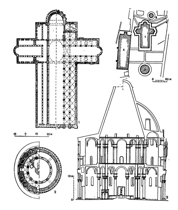 Пиза. Соборная плошадь. Планы собора и баптистерия