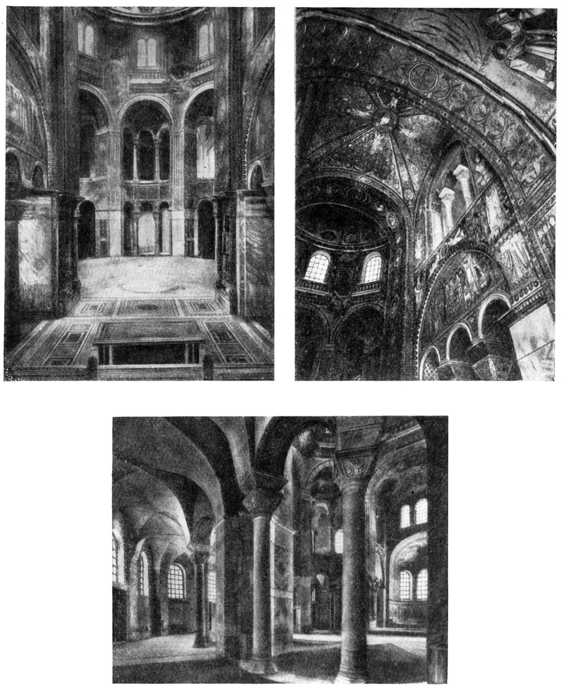 Равенна. Сан Витале. Интерьер, мозаики купола, обходная галерея