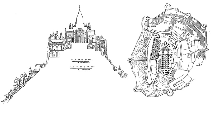 Мон-Сен-Мишель. Аббатство, XI—XV вв.