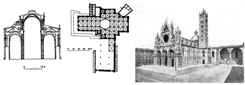 Сиена. Собор, 1220—1377 гг., фасад — Джованни Пизано, верх фасада — Джованни ди Чекко