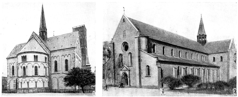 Рибе. Собор, до 1134 г. — до 1162 г. (1); Сорё. Монастырская церковь, 70-е годы XII в. (2)